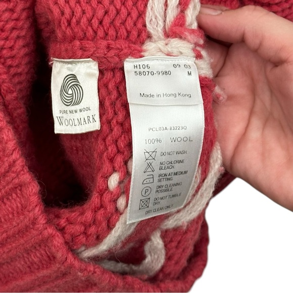 Levi’s Red Tab Vintage 100% Wool Red Knit Full Zip Sweater Embroidered Womens M - Picture 4 of 6